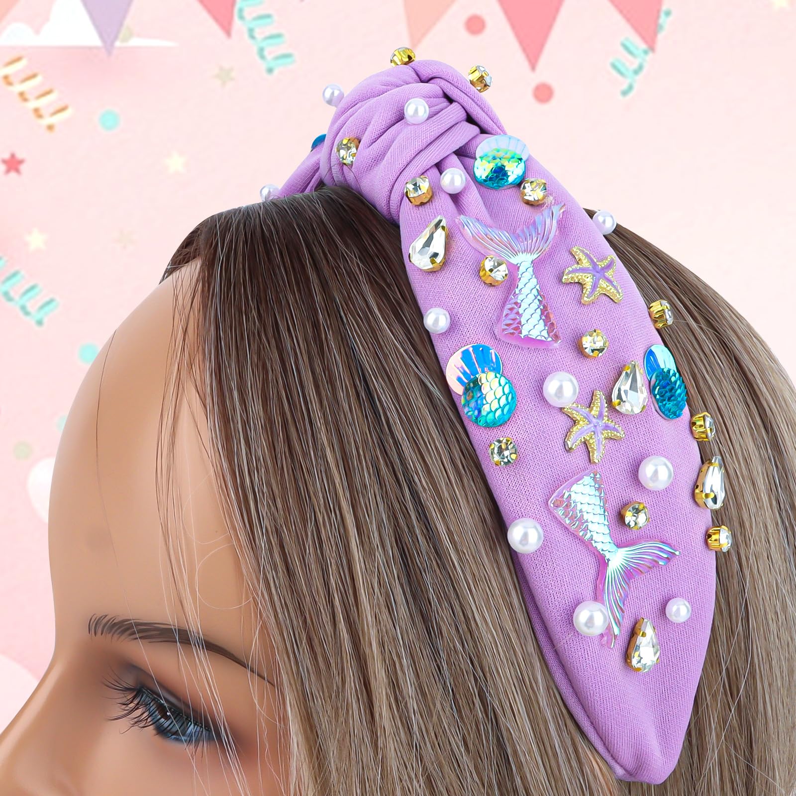BAHABY Mermaid Headband party setup adds festive look.