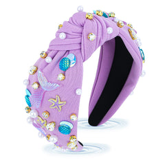 BAHABY Mermaid Purple Headband closeup shows rhinestones for party-ready sparkle.