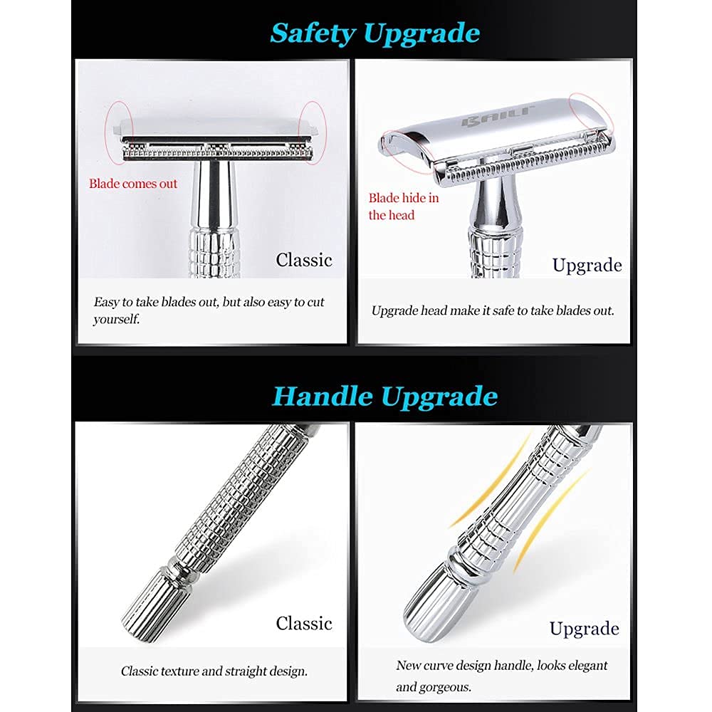 BAILI Classic razor metal finish highlighting rust-proof zinc alloy quality