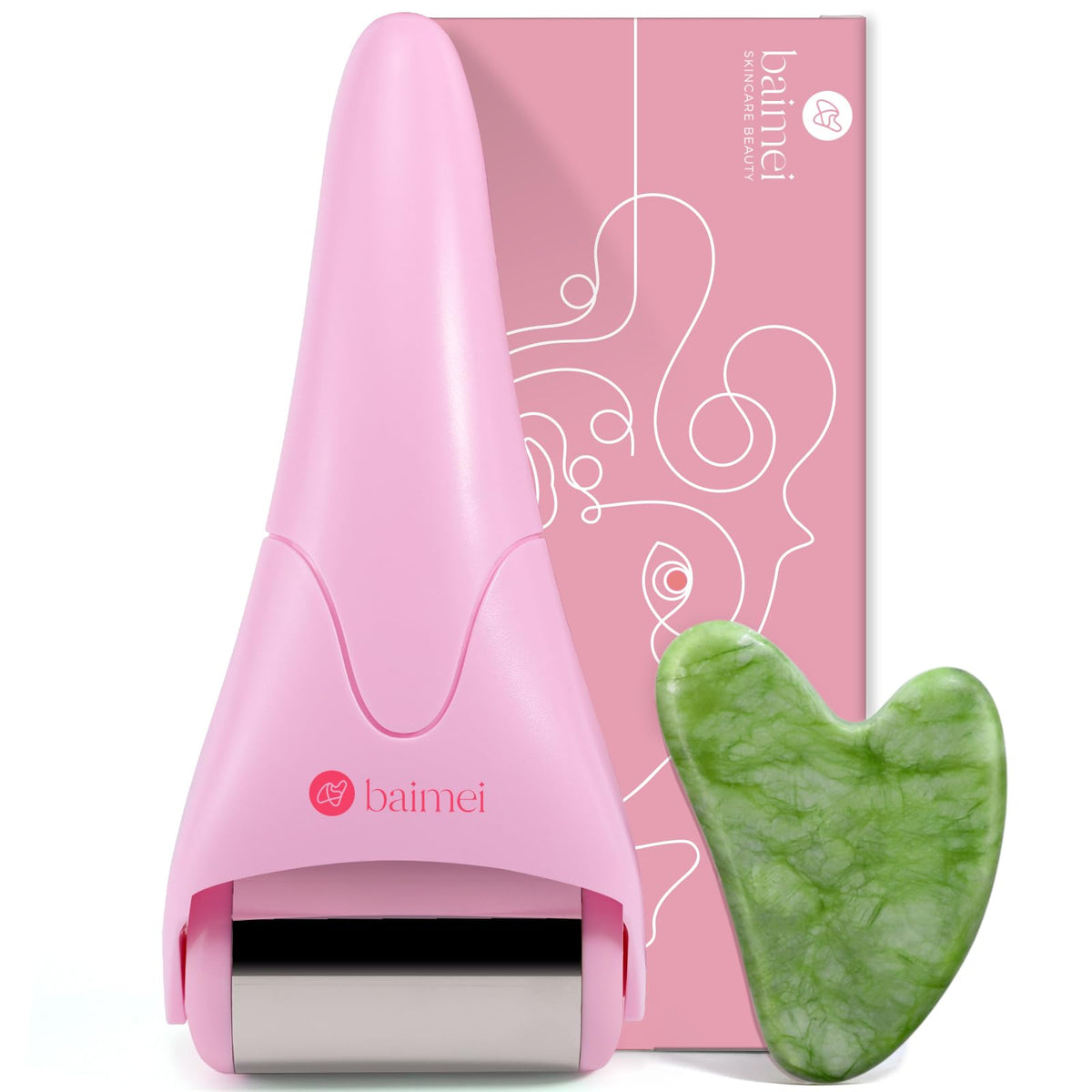 Baimei IcyMe ice roller face close-up for cooling depuffing benefits