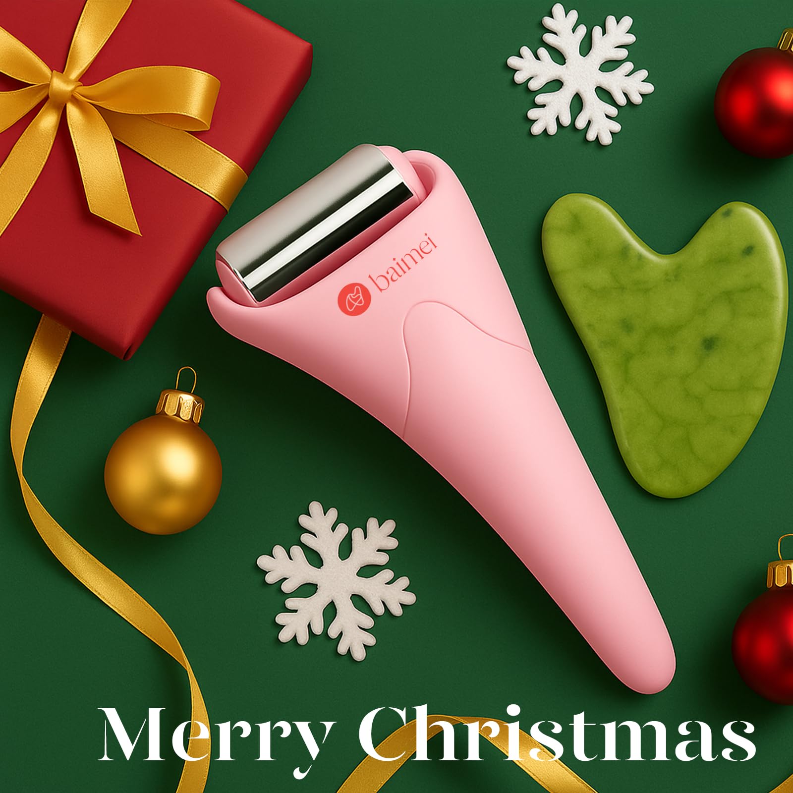 Baimei IcyMe ice roller with gua sha edge close-up for contouring support
