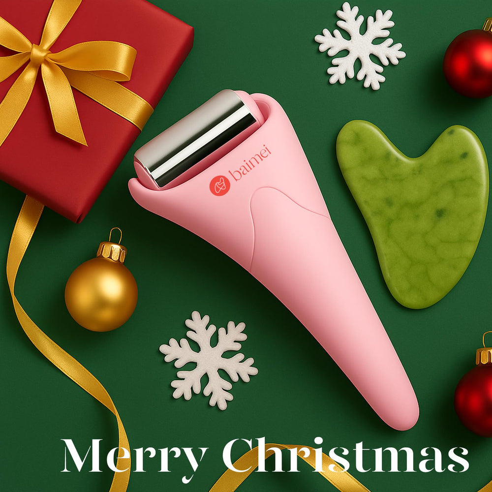 Baimei IcyMe ice roller with gua sha edge close-up for contouring support