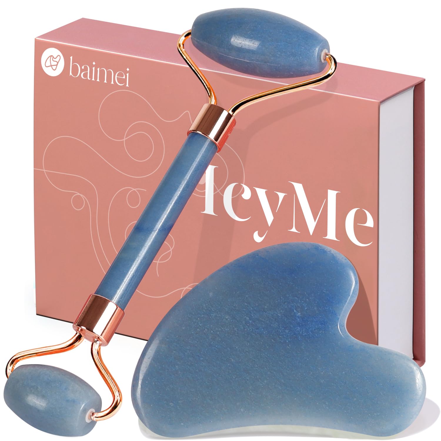 BAIMEI IcyMe jade face roller closeup for soothing de-puffing benefits
