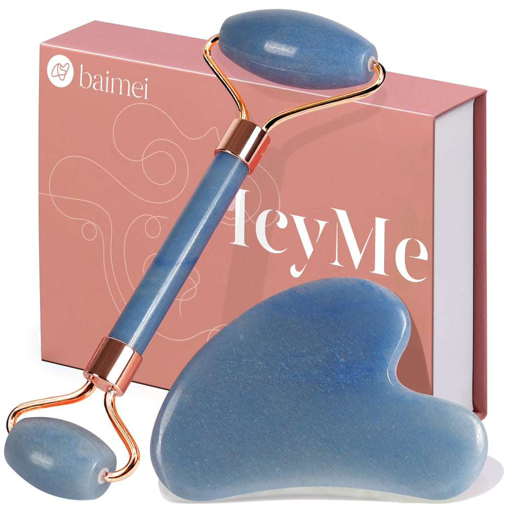 BAIMEI IcyMe jade face roller closeup for soothing de-puffing benefits