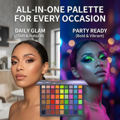 BAISEN DIARY 54-color palette close-up of multi-finish shadows for bold accents.