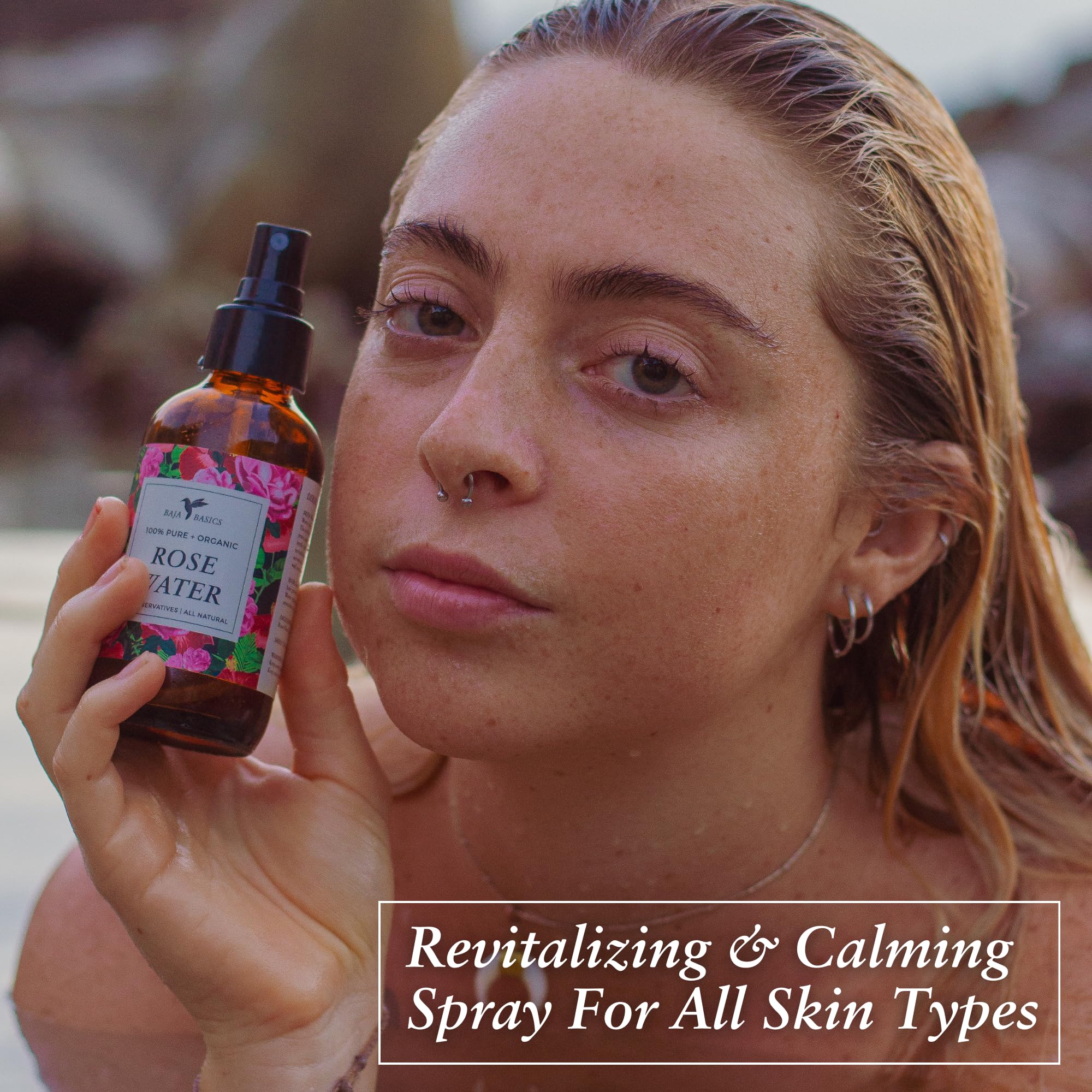 Baja Basics Rose Water Spray used after sun for refreshing relief