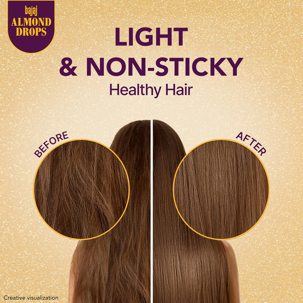 Bajaj Almond Drops applied to scalp shows nourishing effect for healthier scalp