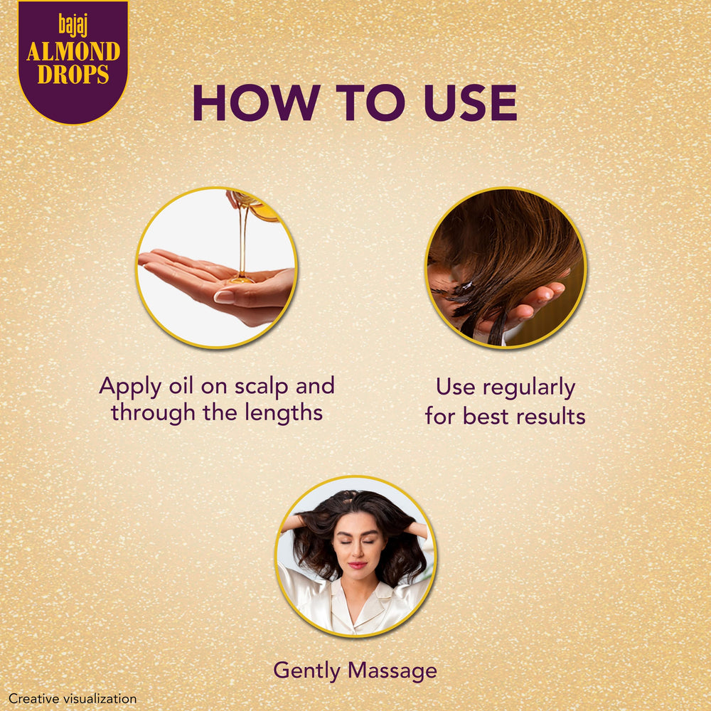 Bajaj Almond Drops texture shot highlights light non sticky feel