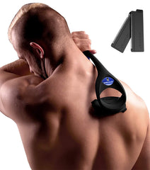 Bakblade 2.0 back shaver assembled with ergonomic handle for easy grooming.