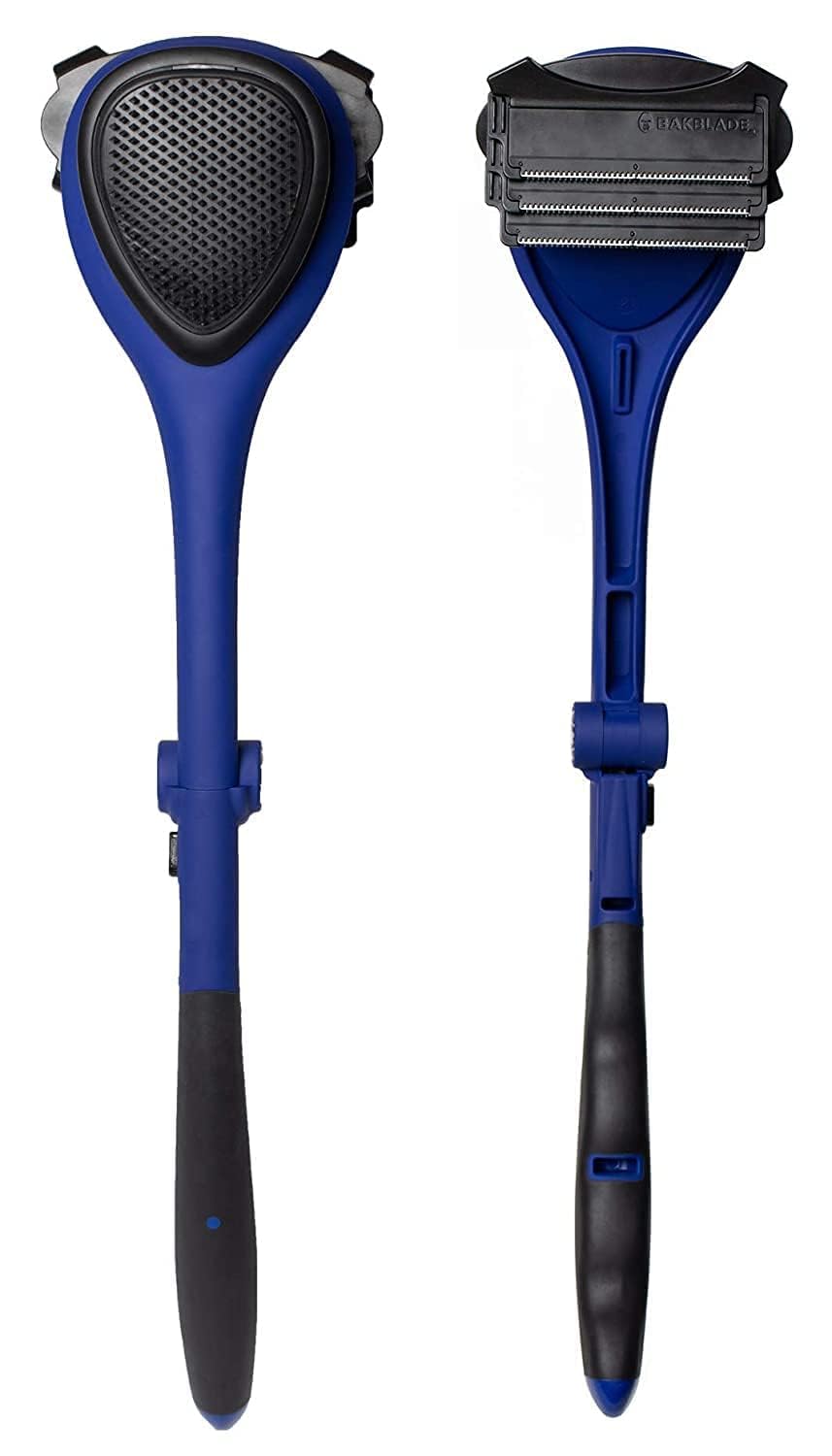 BAKblade 2.0 Elite Plus back shaving scene; shows at-home grooming convenience.