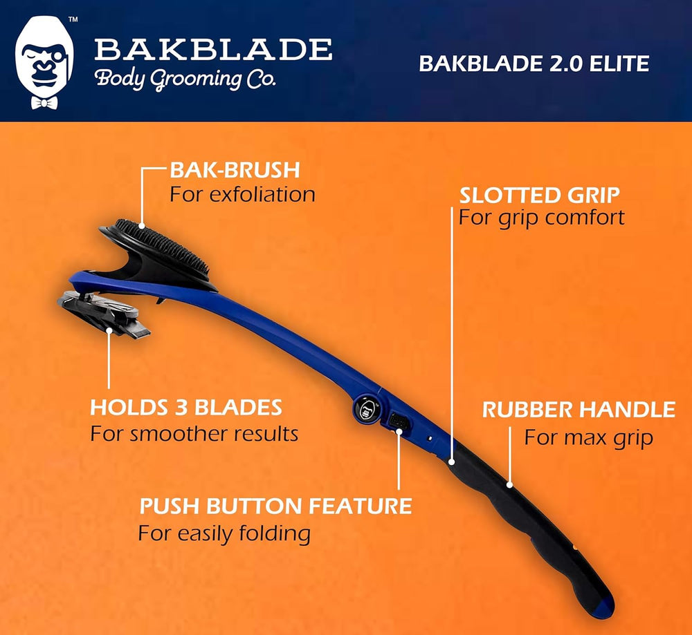 BAKblade 2.0 Elite Plus packaging and accessories; demonstrates a complete grooming kit.