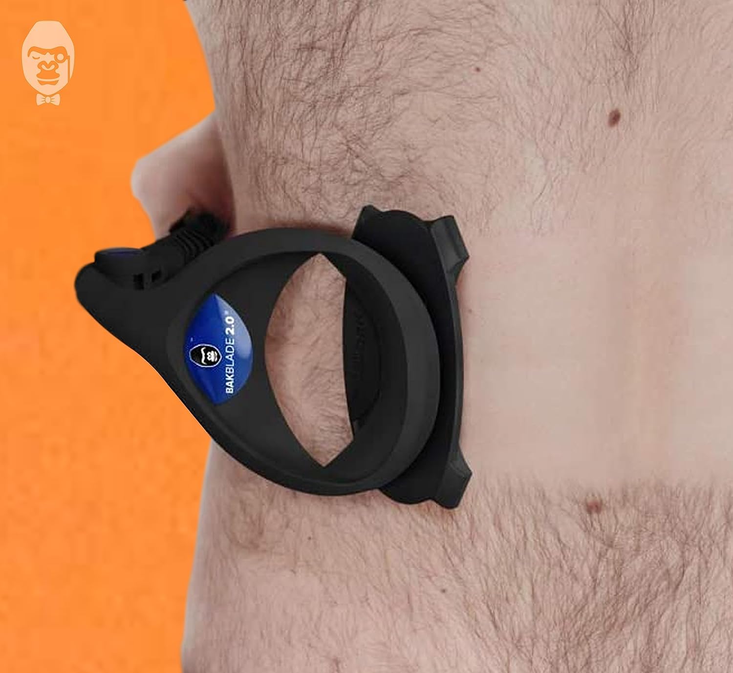 Bakblade 2.0 back shaver requires no batteries for reliable grooming.