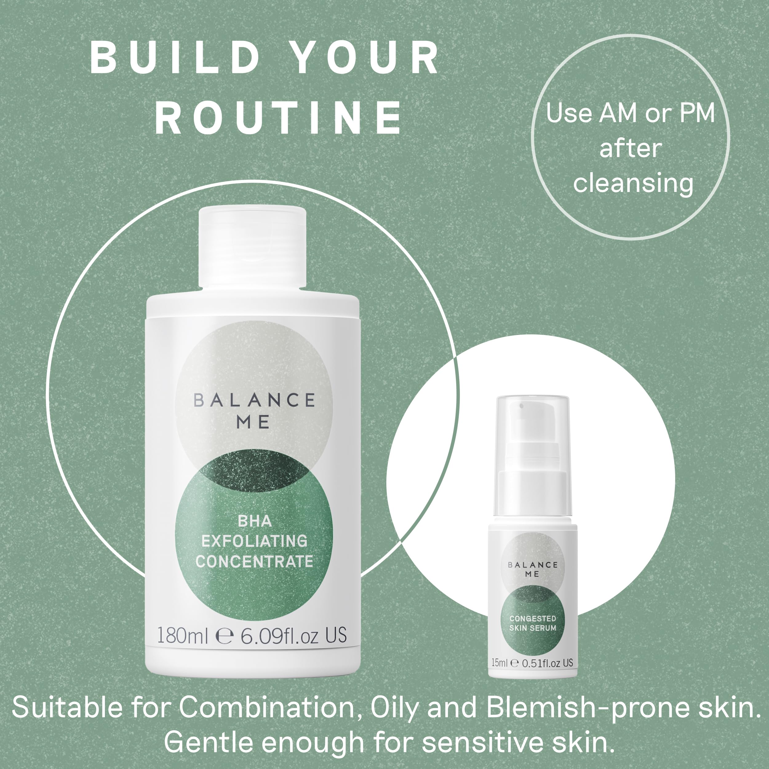Balance Me Congested Skin Serum texture on skin demonstrates fast-absorbing, non-drying action.