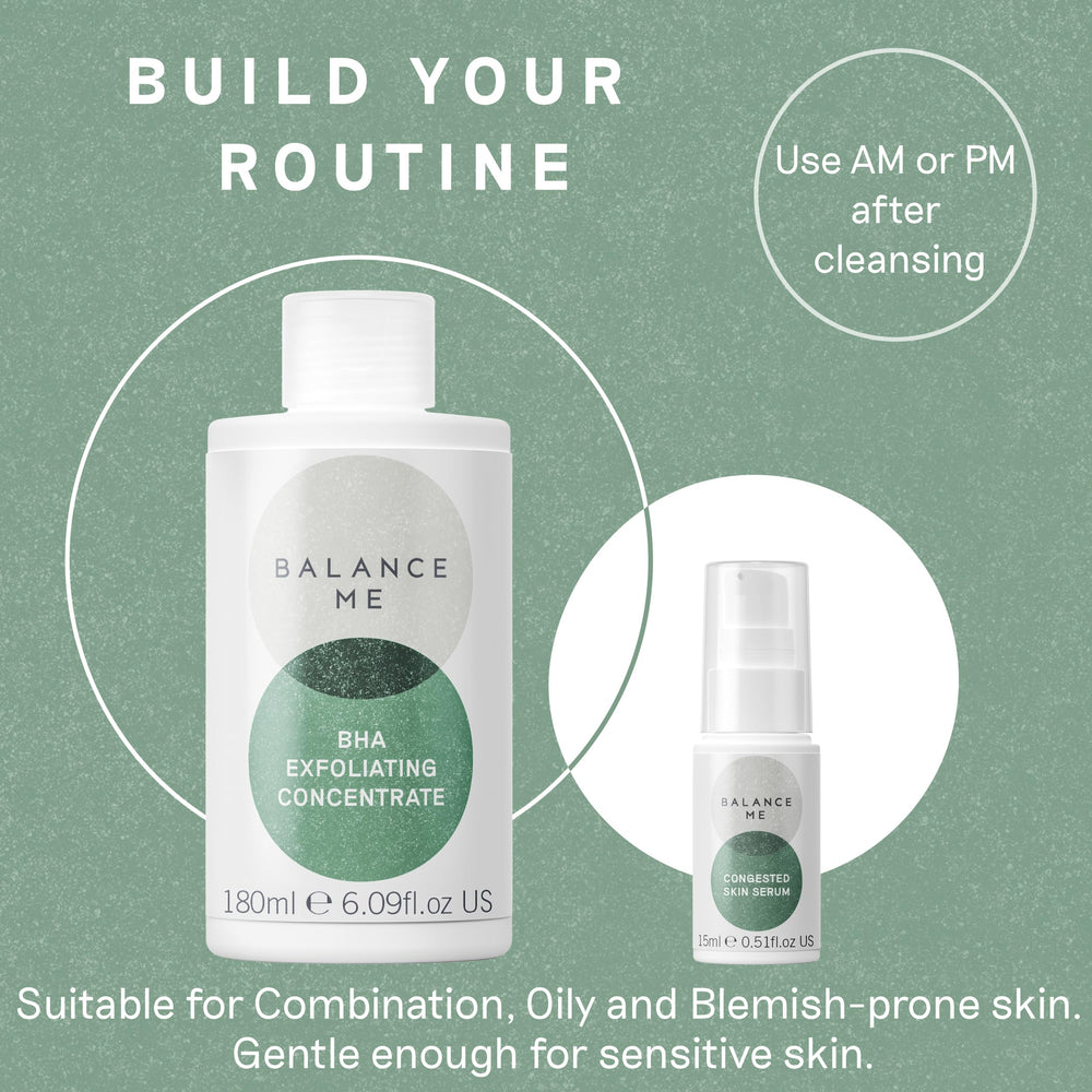 Balance Me Congested Skin Serum texture on skin demonstrates fast-absorbing, non-drying action.