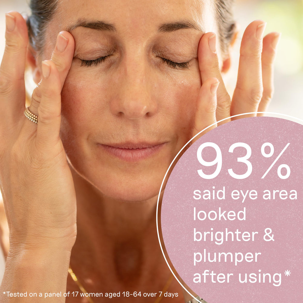 Balance Me Wonder Eye Cream hyaluronic acid burst highlights plumping hydration for fine lines.
