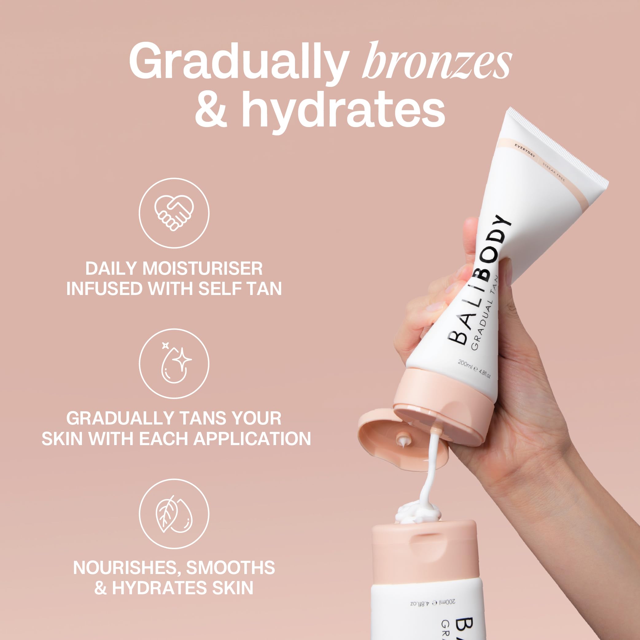 Bali Body Gradual Tan fragrance-free label communicates sensitive-skin friendly.