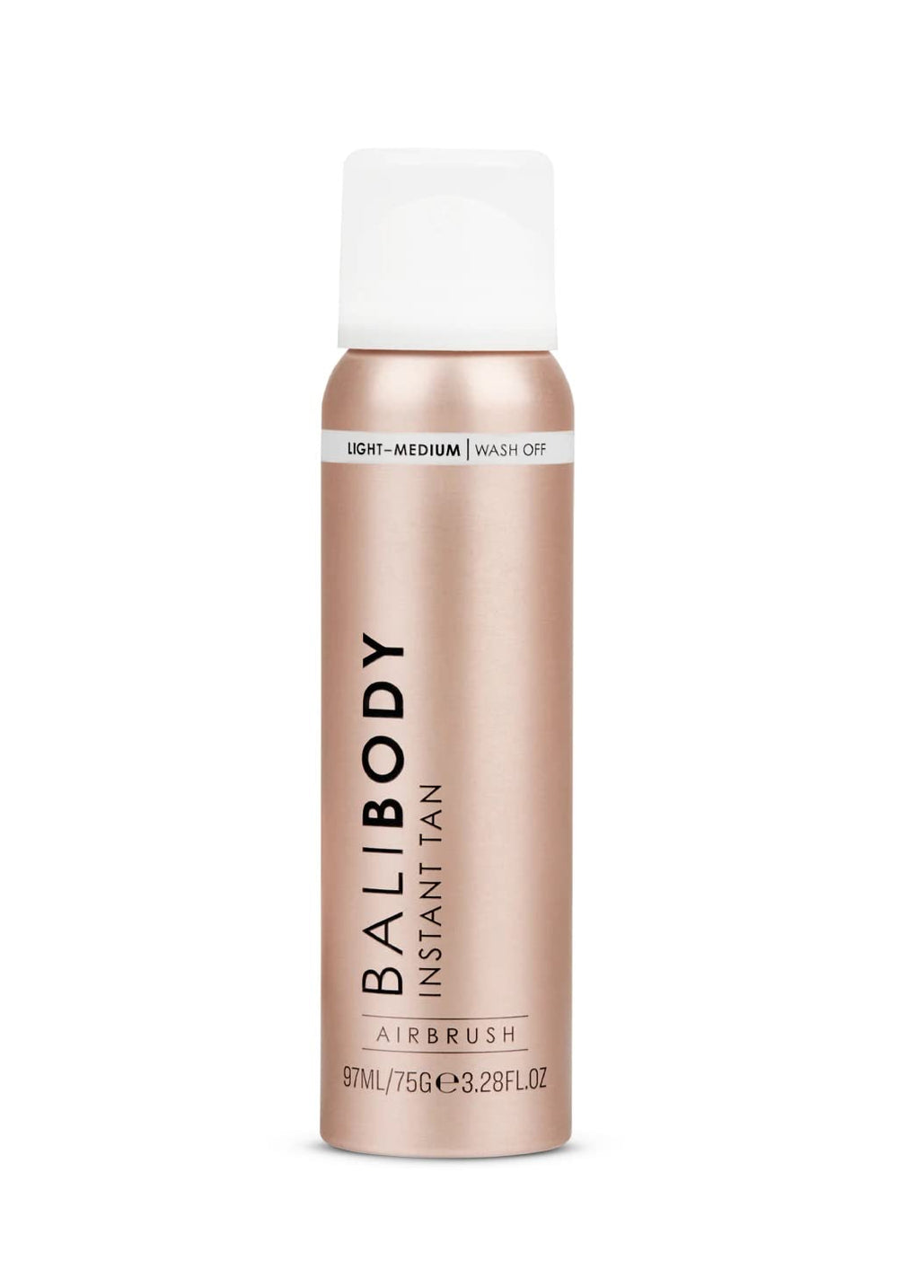 BALI BODY Instant Tan bottle spray demonstrates fast, even bronze mist for a quick glow.