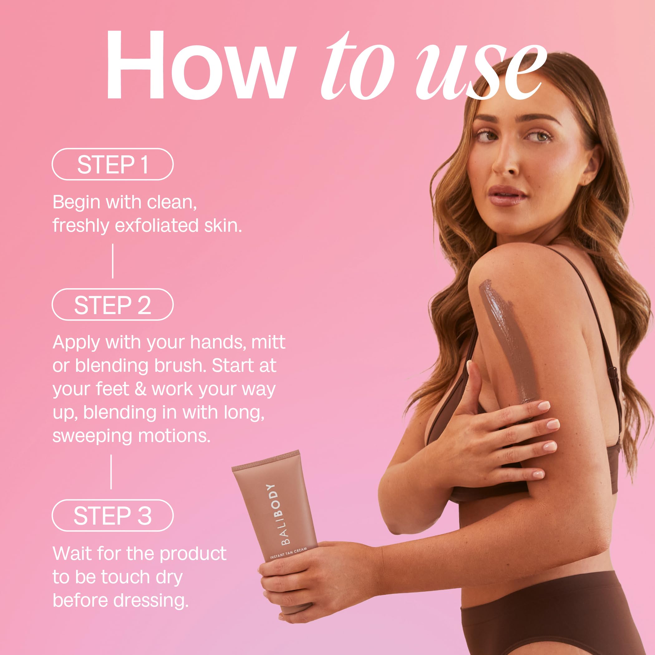 BALI BODY Instant Tan Cream closeup skin-tone shows natural bronze glow