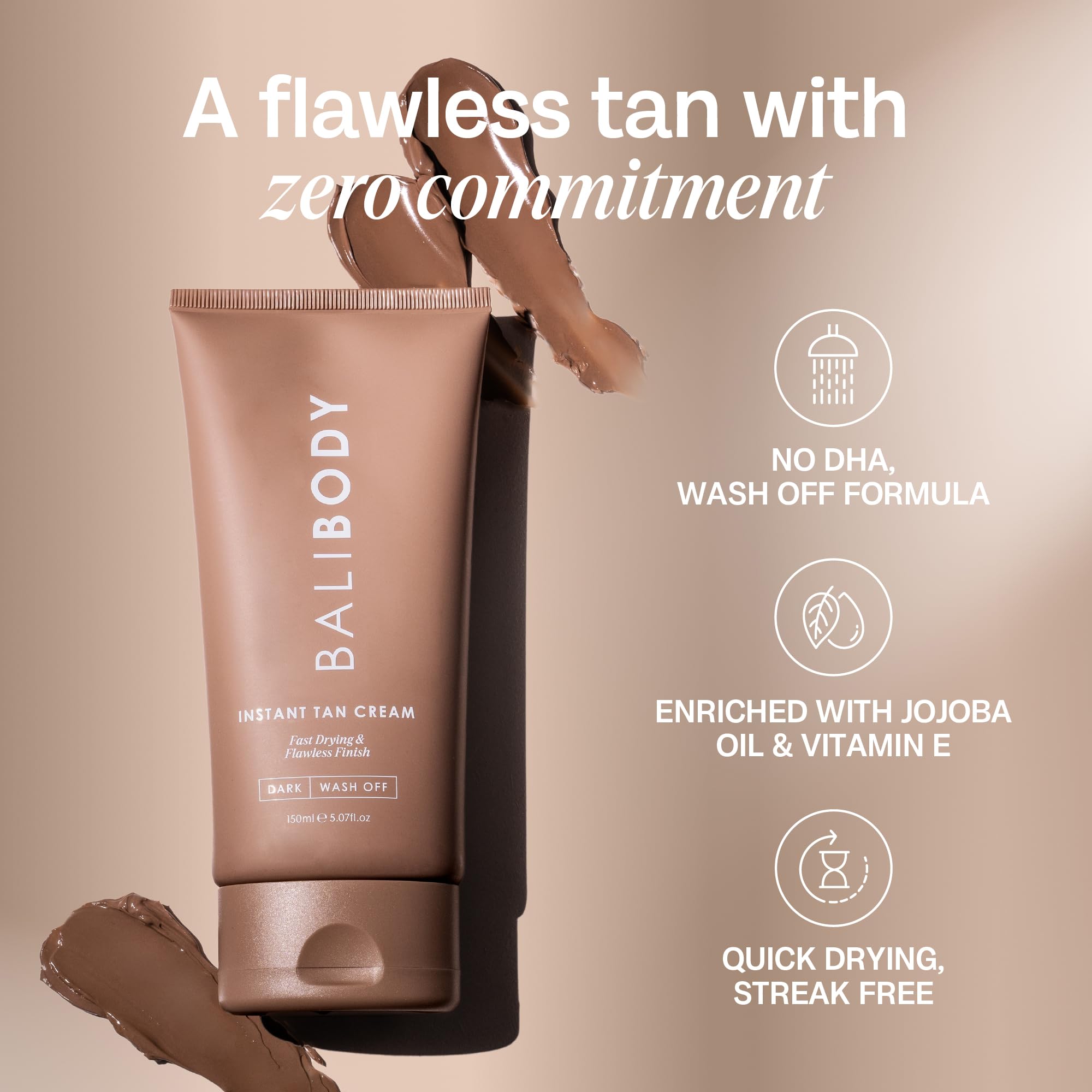BALI BODY Instant Tan Cream fast-drying formula dries quickly on skin
