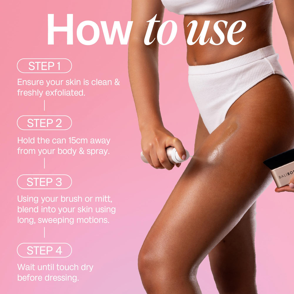 BALI BODY Instant Tan aerosol demonstrates sweat and splash resistance for active days.