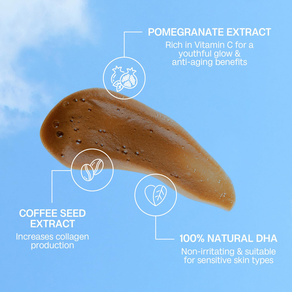 Bali Body Self Tanner Mousse Dark swatch reveals natural bronze color without orange tones.