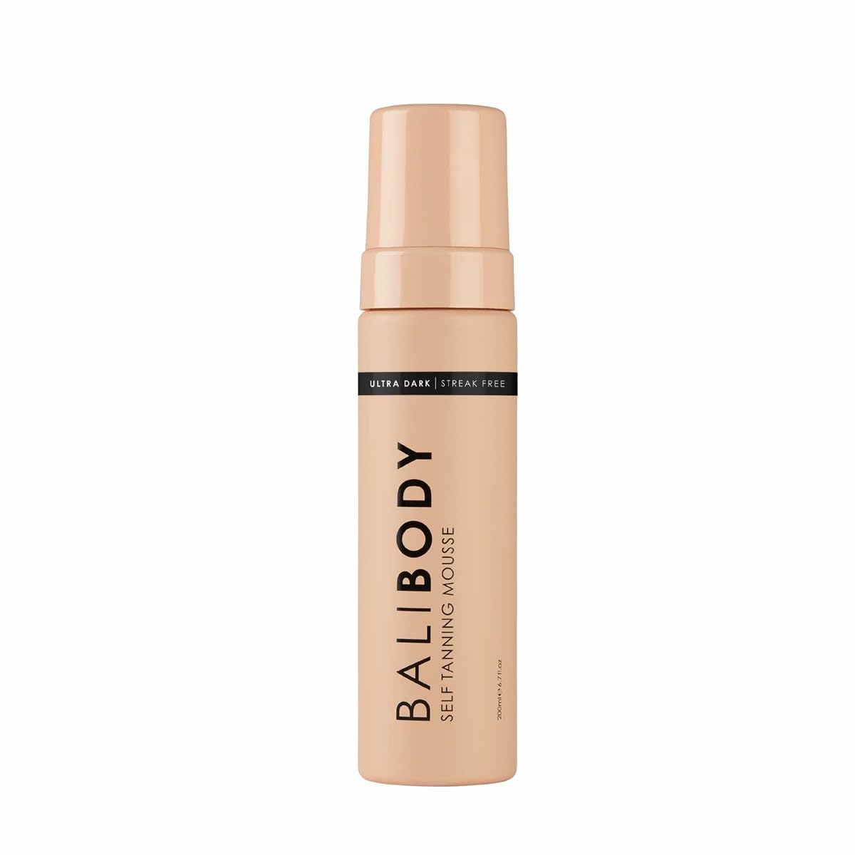 Bali Body Ultra Dark Self Tanner Mousse bottle closeup highlighting rich bronze color potential