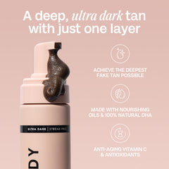 Bali Body Ultra Dark Self Tanner Mousse on skin reveals natural-looking bronze glow