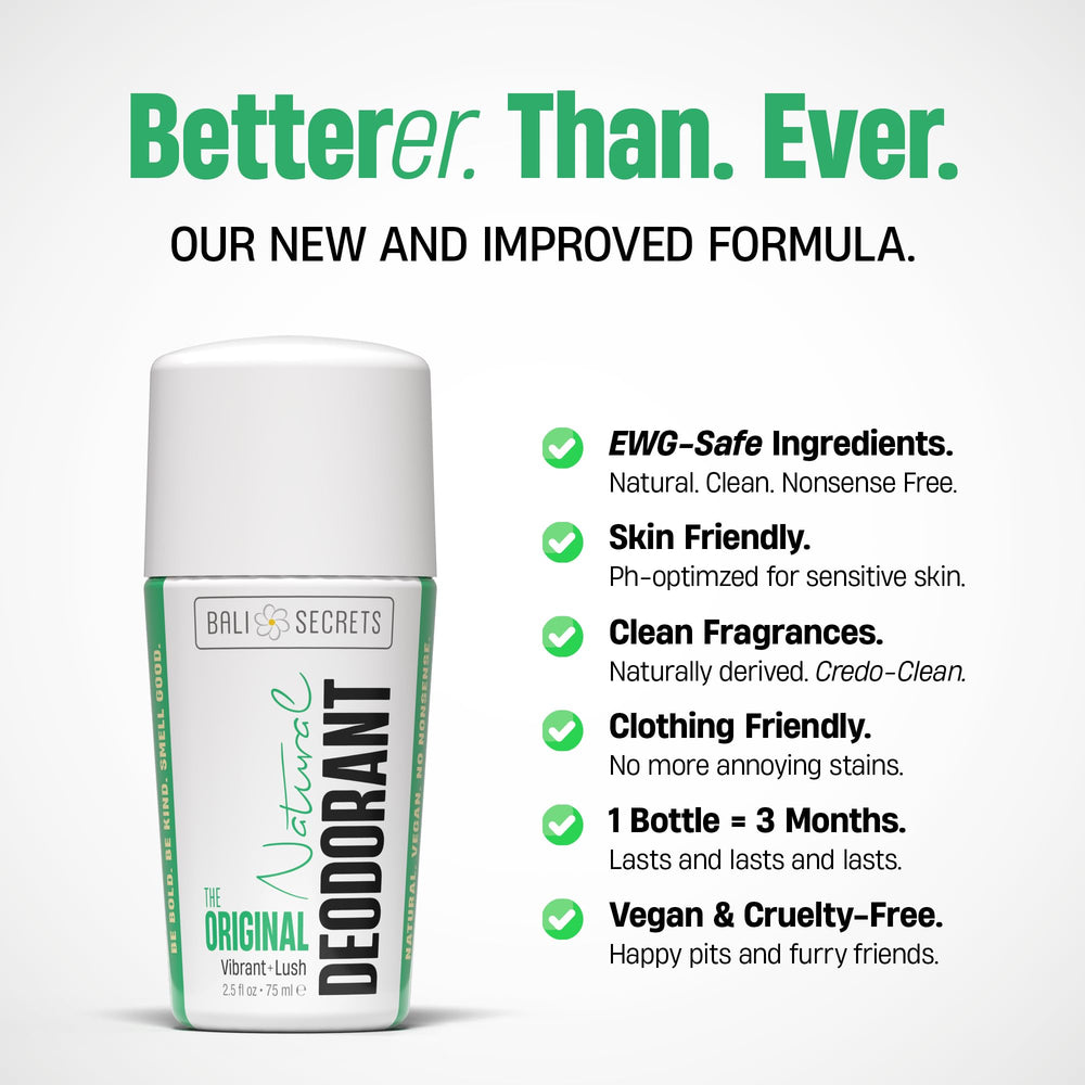 Bali Secrets clean ingredients label — non-toxic formula without aluminum or parabens