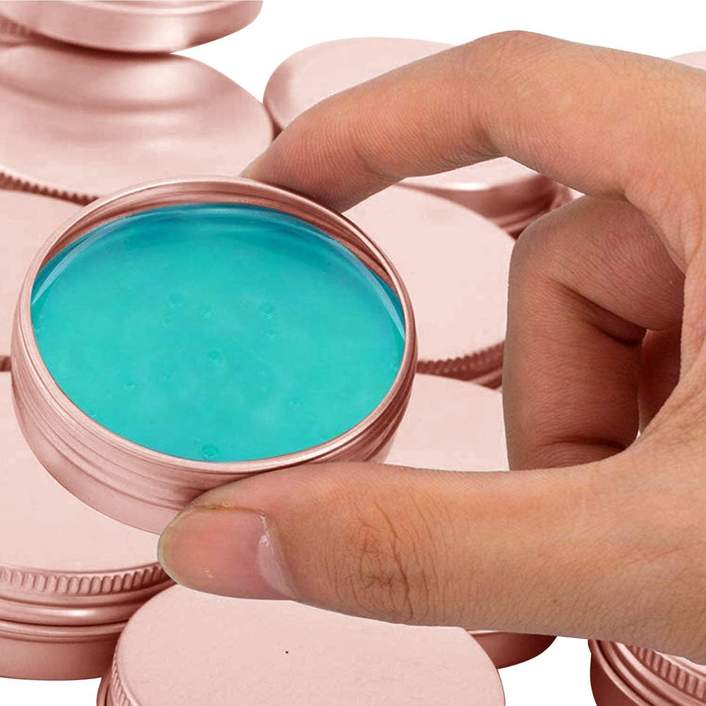 BallHull rose gold 1oz tin cap open for easy lip balm filling