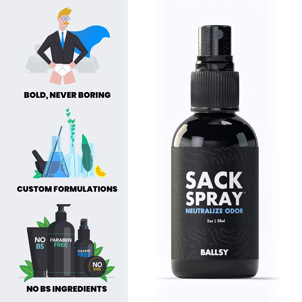 Ballsy Body & Groin Spray made in the USA for everyday grooming.