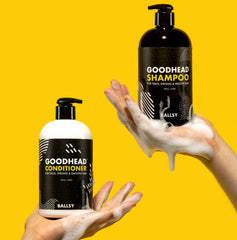 Ballsy Goodhead Shampoo hair after wash showing smooth, healthy-looking strands.
