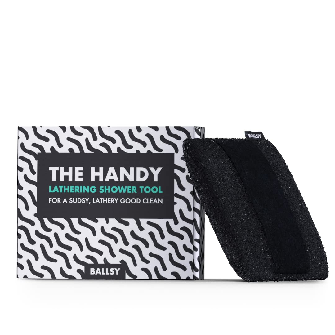 Ballsy Handy Shower Tool with grip strap ensures a secure scrub during showers.