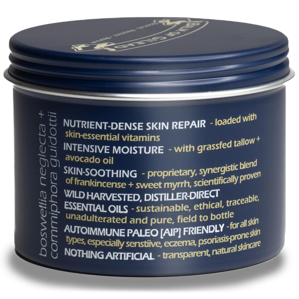 BALM OF GILEAD frankincense and myrrh oils infusion delivering therapeutic scent and nourishment.