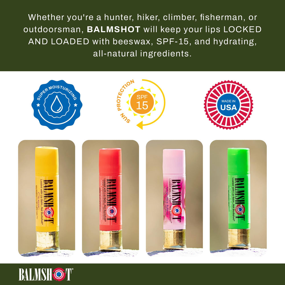 Balmshot lip balm tight-fitting cap keeps the contents secure during activity.