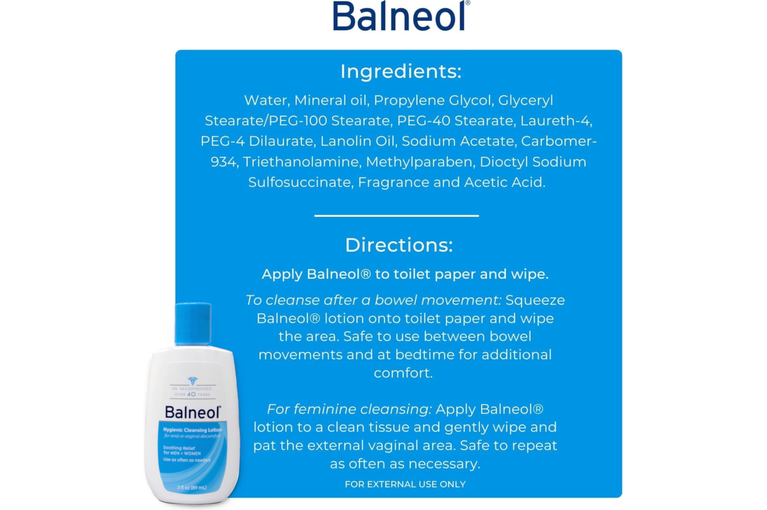 Balneol Hygienic Cleansing Lotion gentle formula close-up for mild cleansing.