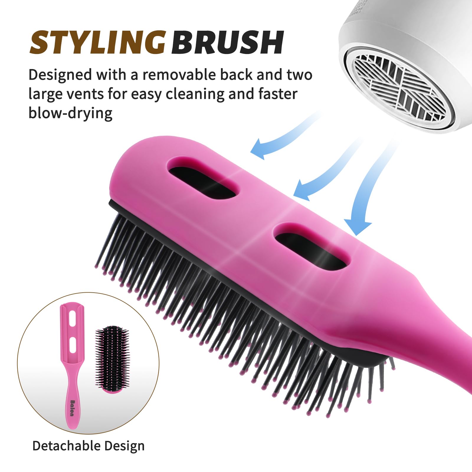 BALON 4Pcs Detangling Brush Set – styling brush for easy daily styling