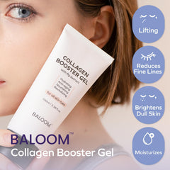 BALOOM collagen booster gel serum dispensing view shows easy application for even moisture