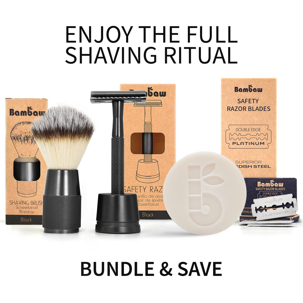 Bambaw eco-friendly shaving setup illustrating sustainable blade-replacement over disposables.