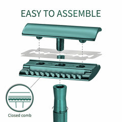 Bambaw sea green metal razor handle showing lasting grip and design