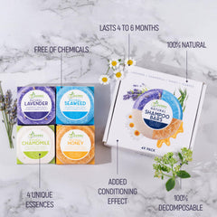 BAMBOEARTH honey shampoo bar image emphasizes nourishing softness and eco-friendly packaging.