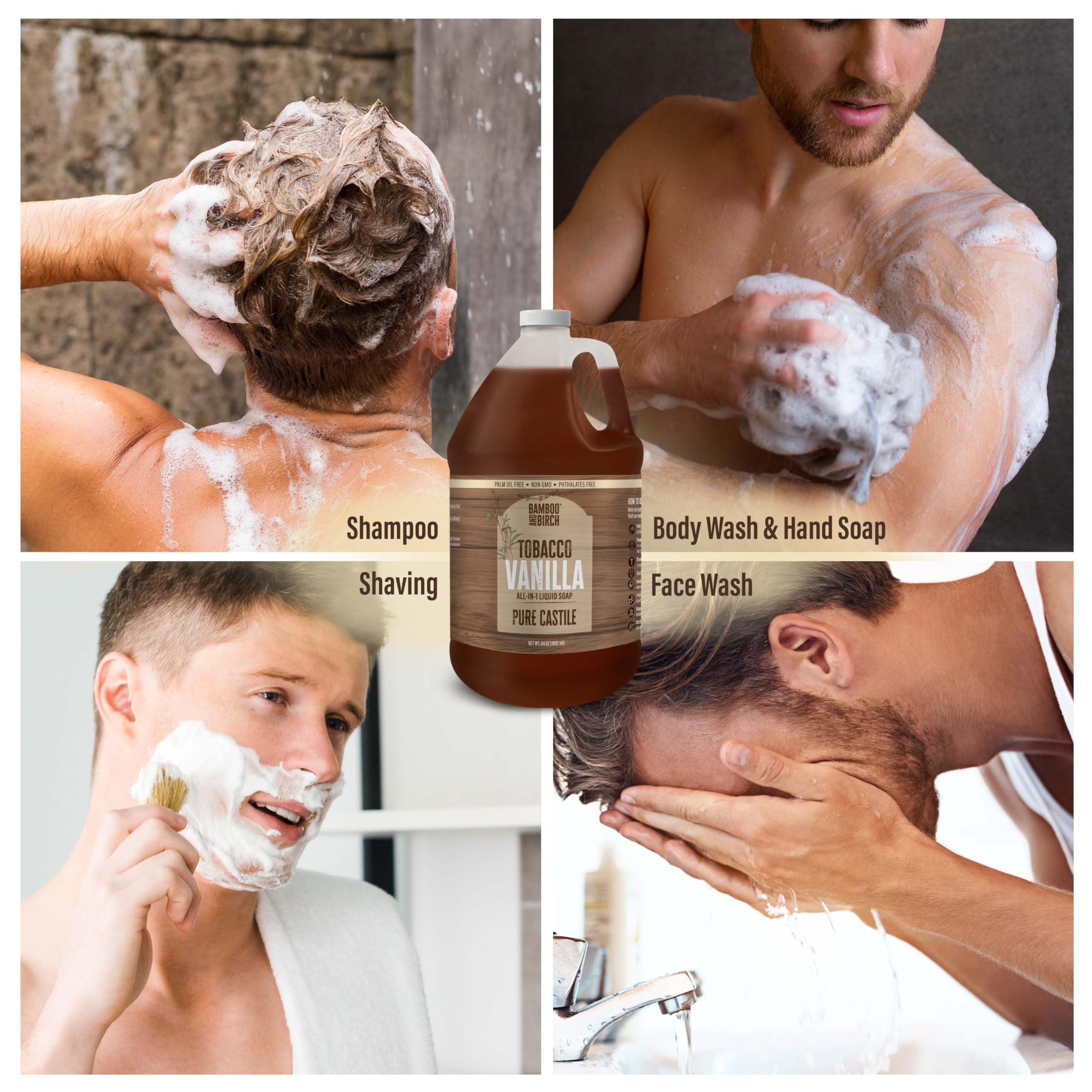 Bamboo and Birch castile soap liquid used for dishes with non-toxic cleaning