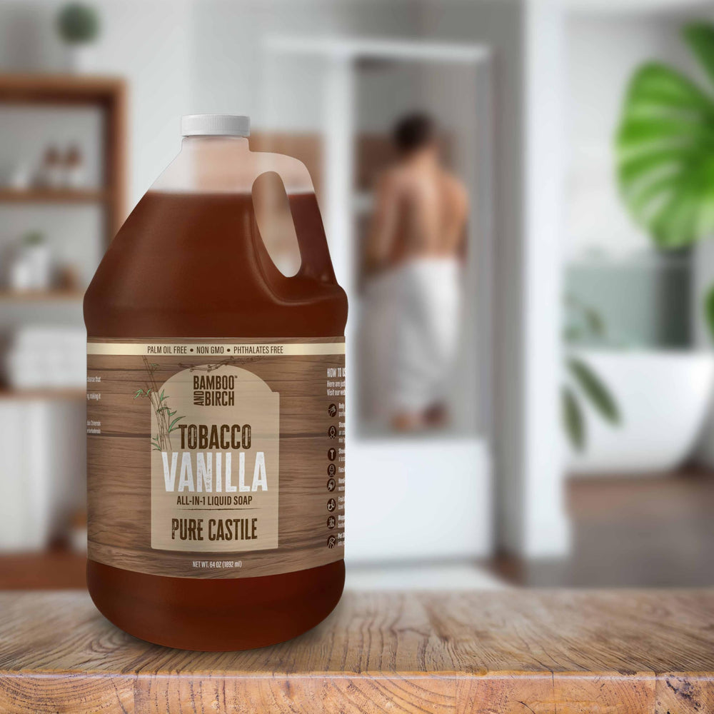 Bamboo and Birch castile soap liquid foamy lather close-up highlighting mild cleansing