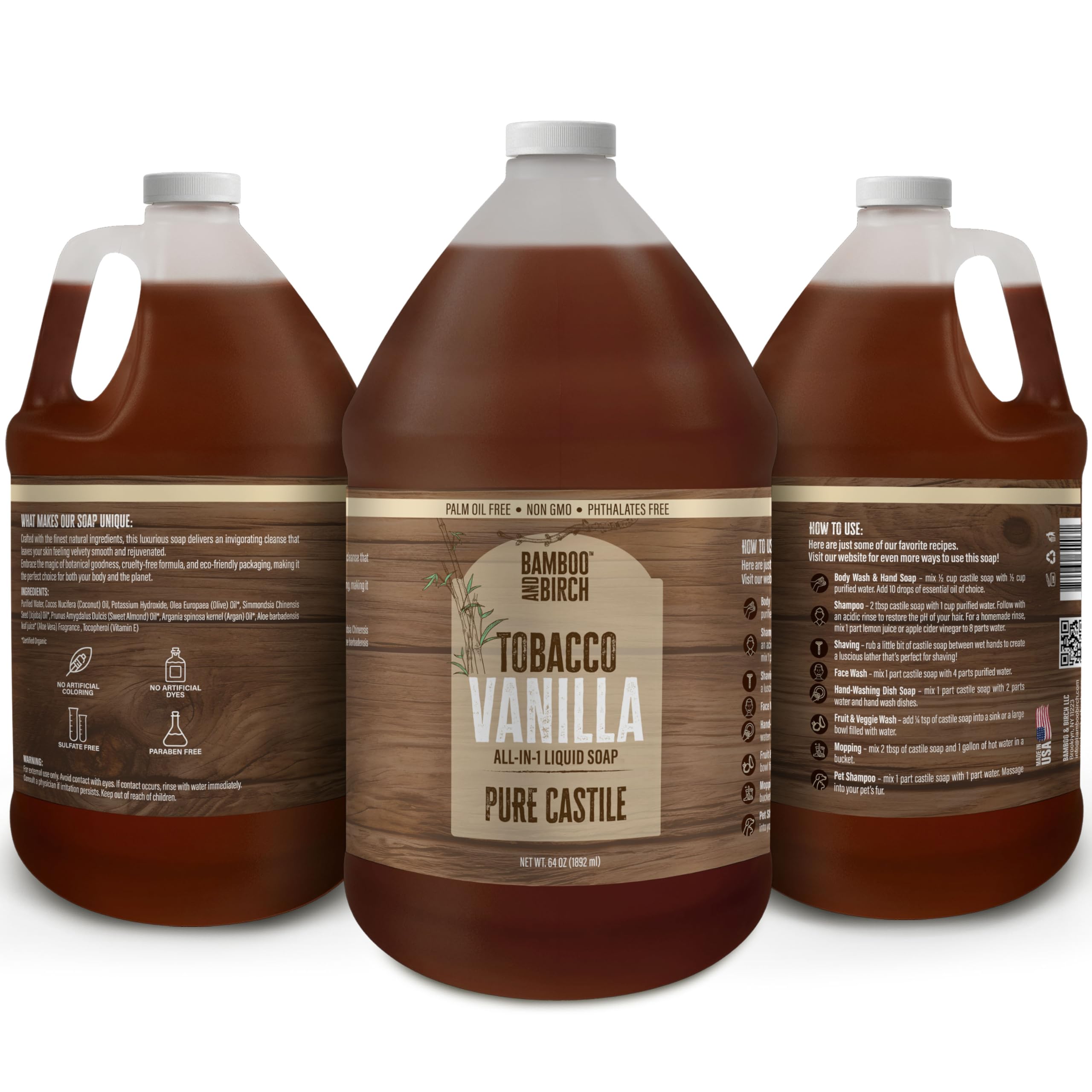 Bamboo and Birch castile soap liquid used in laundry for natural fabric softness