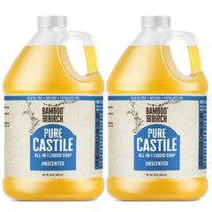 Bamboo and Birch Pure Castile Soap Unscented bottle shows gentle, all-purpose cleansing.