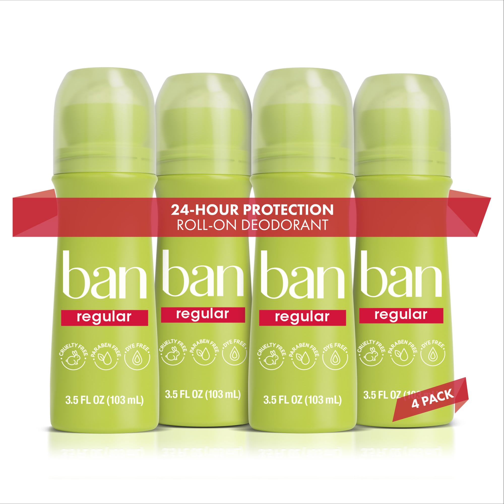 Ban Invisible Roll-On Deodorant shows clear application for odor protection.