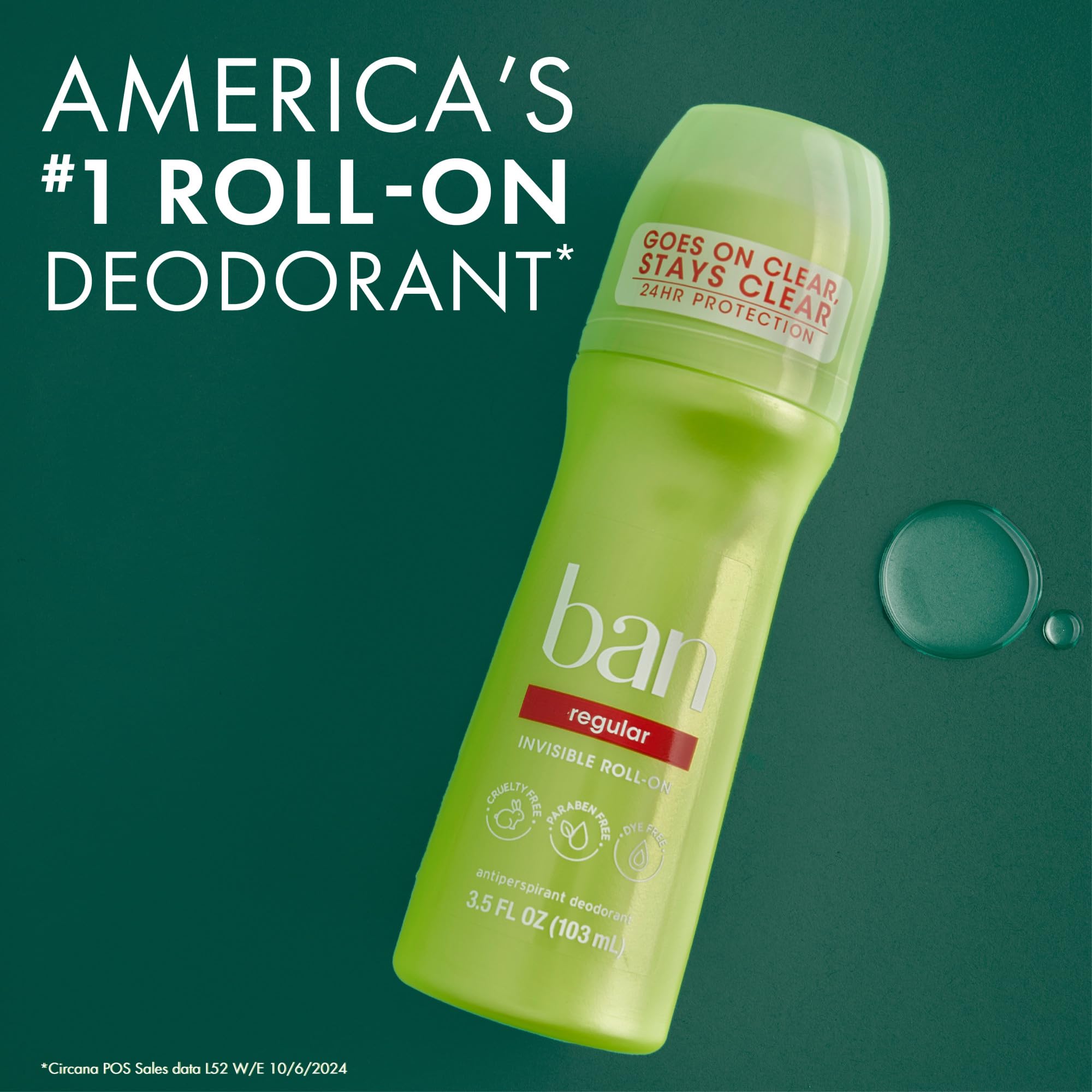 Ban Invisible Roll-On Deodorant cruelty-free label signals ethical choice.