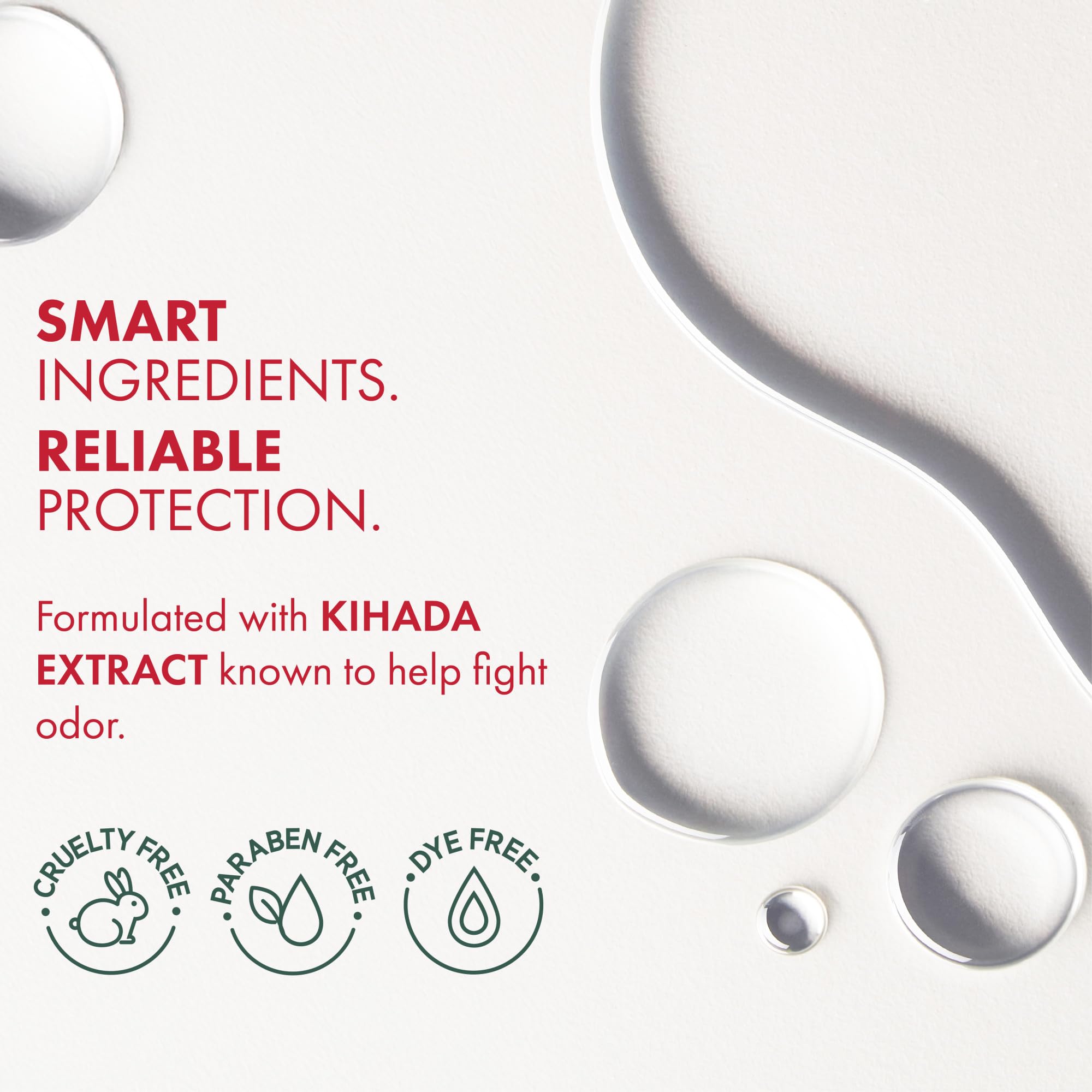 Ban Invisible Roll-On Deodorant paraben- and dye-free formula for sensitive skin.