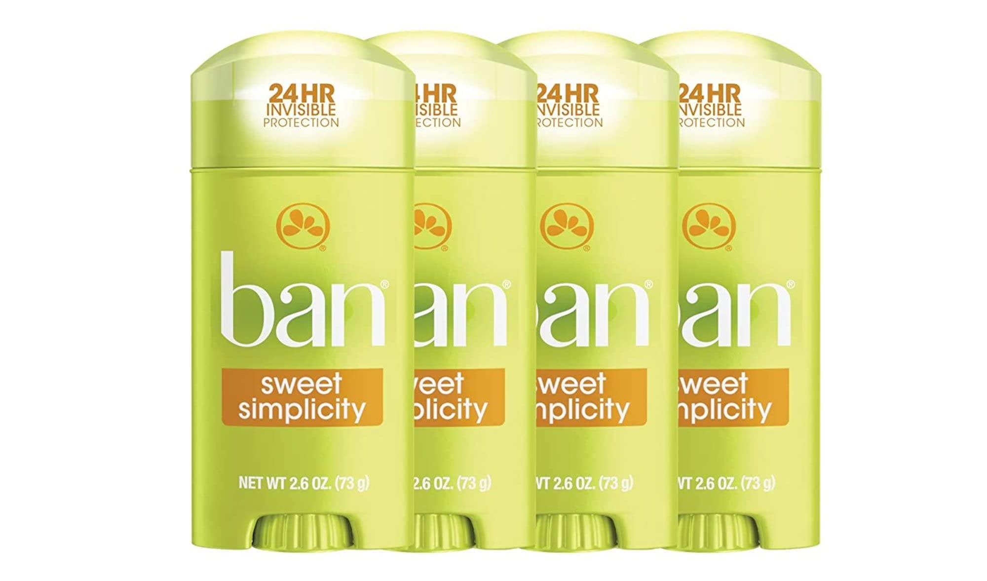 Ban Sweet Simplicity solid deodorant application shows clear, residue-free protection.
