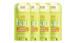 Ban Sweet Simplicity solid deodorant application shows clear, residue-free protection.