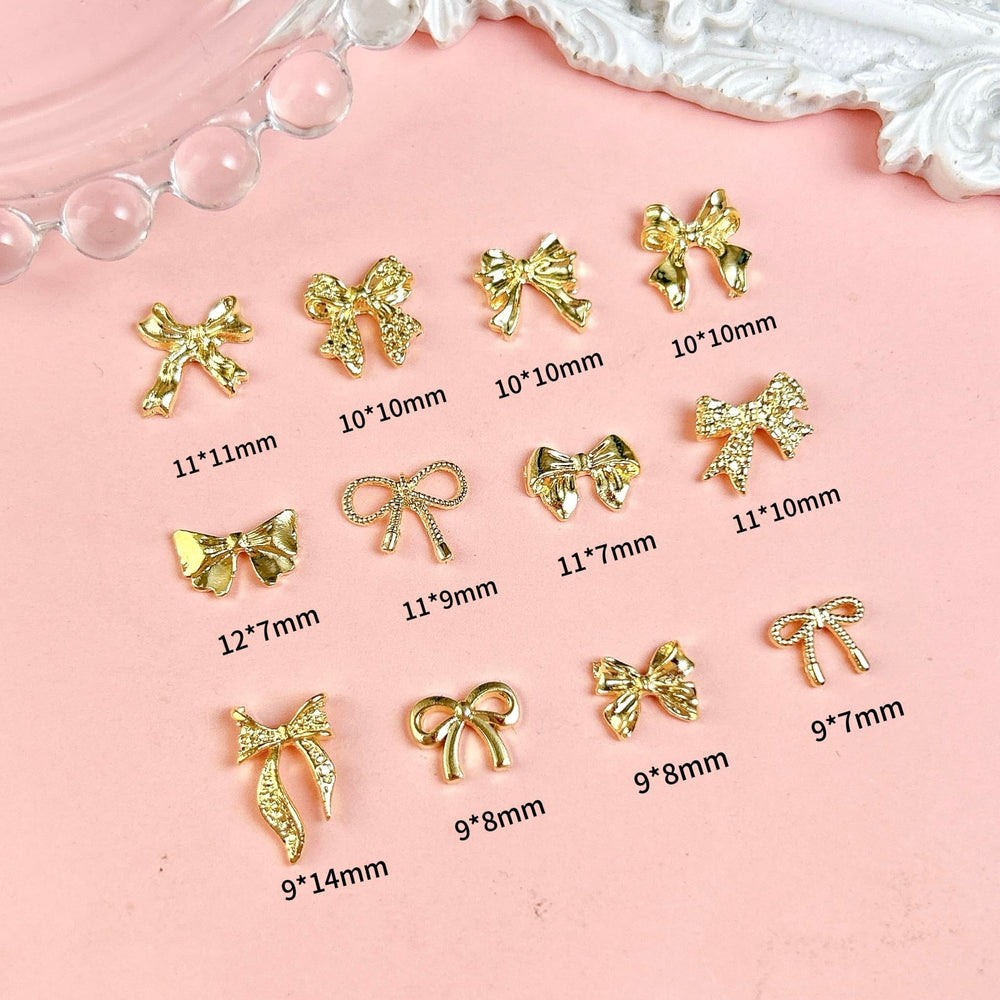 BANA ART 3D bowknot nail charms close-up highlights durable alloy and fine details.